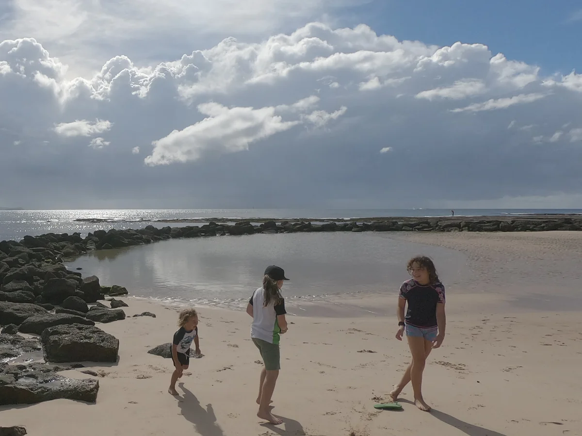 Homeschooling Norah Head 2019 - Kids playing at the beach