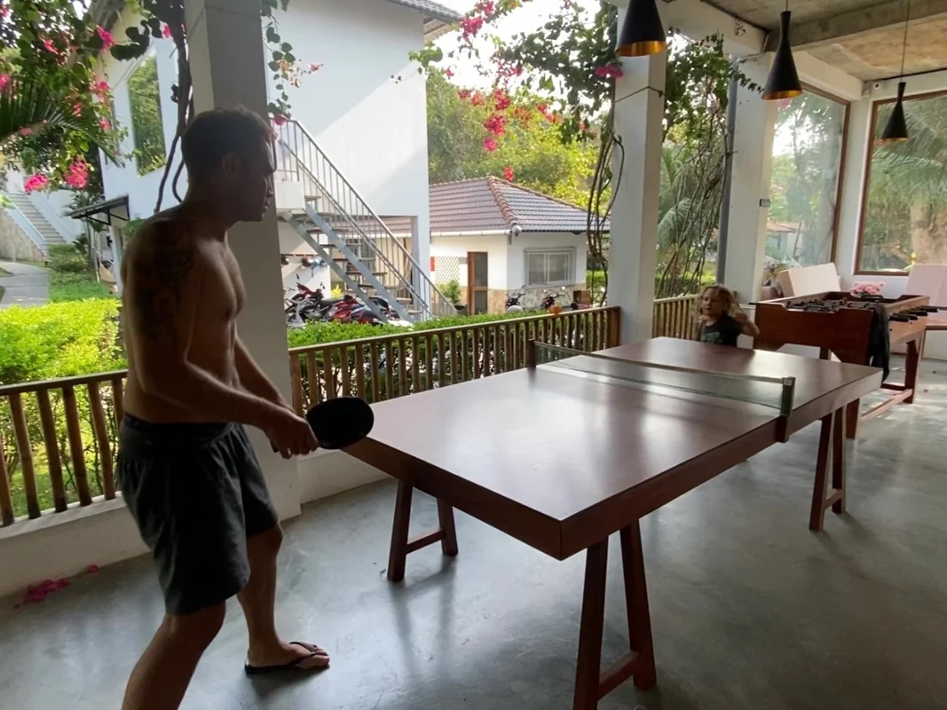 Table tennis at Le Forest Resort Phu Quoc - Great rainy day activity for worldschooling families
