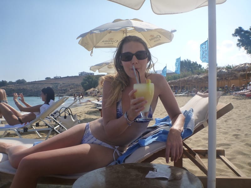 Beach club afternoon on Paros, Greece