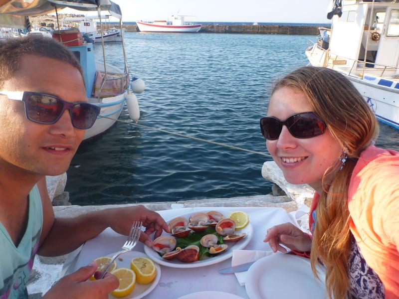 Dinner by the harbour on Paros, Greece